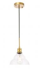  LD6218BR - Gil 1 Light Brass and Clear Seeded Glass Pendant