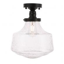  LD6240BK - Lyle 1 Light Black and Clear Seeded Glass Flush Mount