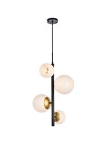  LD655D18BRK - Wells 18 Inch Pendant in Black and Brass with White Shade