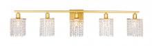 Elegant LD7014BR - Phineas 5 Light Brass and Clear Crystals Wall Sconce