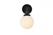 Elegant LD7030W8BK - Hanson 1 light bath sconce in black with frosted shade