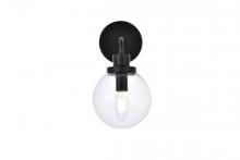 Elegant LD7031W8BK - Hanson 1 light bath sconce in black with clear shade