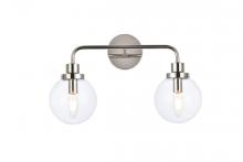Elegant LD7033W19PN - Hanson 2 Lights Bath Sconce in Polished Nickel with Clear Shade