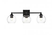 Elegant LD7308W25BLK - Foster 3 Light Black and Clear Bath Sconce