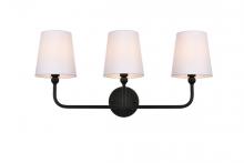  LD7322W26BLK - Colson 3 Light Black and Clear Bath Sconce
