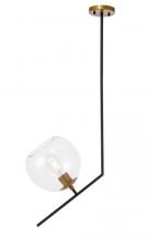  LD8032D10BK - Ryland 1 Light Black and Brass and Clear Glass Pendant