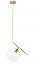  LD8037D10BR - Ryland 1 Light Brass and Clear Glass Pendant