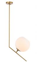  LD8046D10BR - Ryland 1 Light Brass and Frosted White Glass Pendant