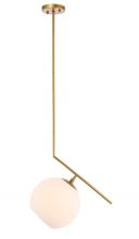  LD8049D10BR - Ryland 1 Light Brass and Frosted White Glass Pendant