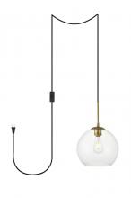  LDPG2212BR - Baxter 1 Light Brass Plug-in Pendant with Clear Glass