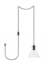  LDPG2244BK - Destry 1 Light Black Plug-in Pendant with Clear Glass