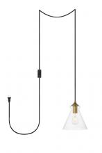  LDPG2244BR - Destry 1 Light Brass Plug-in Pendant with Clear Glass