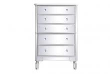  MF6-1026AW - 33 Inch Mirrored 5 Drawer Chest in Antique White