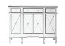  MF6-1111SC - 3 Drawer 4 Door Cabinet 48 .in.x14 In.x36 In. in Silver Clear