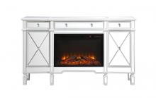  MF61060AW-F1 - Contempo 60 In. Mirrored Credenza with Wood Fireplace in Antique White