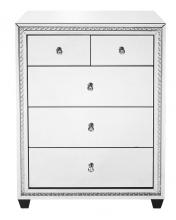  MF91013 - 31.5 Inch Crystal Five Drawers Cabinet in Clear Mirror Finish