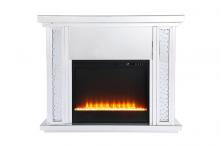 Elegant MF9901-F2 - 47.5 In. Crystal Mirrored Mantle with Crystal Insert Fireplace