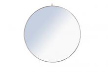  MR4069S - Metal Frame Round Mirror with Decorative Hook 48 Inch Silver Finish