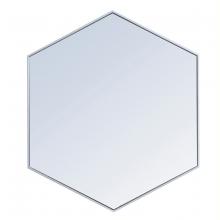  MR4541S - Metal Frame HexAgon Mirror 41 Inch in Silver