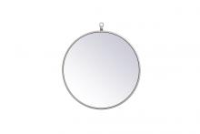  MR4718S - Metal Frame Round Mirror with Decorative Hook 18 Inch in Silver