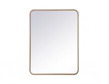  MR802432BR - Soft Corner Metal Rectangular Mirror 24x32 Inch in Brass