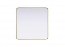 Elegant MR8A3030BRA - R Corner Square Mirror 30"x30"x2" Brass
