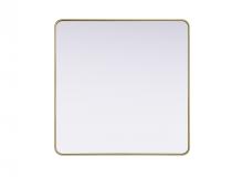 Elegant MR8A4242BRA - R Corner Square Mirror 42"x42"x2" Brass