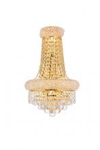  V1800W12SG/RC - Primo 4 Light Gold Wall Sconce Clear Royal Cut Crystal