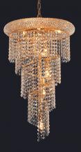  V1801SR16G/RC - Spiral 8 Light Gold Pendant Clear Royal Cut Crystal