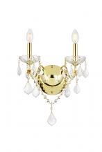  V2015W2G/RC - St. Francis 2 Light Gold Wall Sconce Clear Royal Cut Crystal