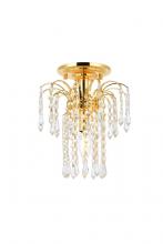 Elegant V6801F9G/RC - Falls 1 Light Gold Flush Mount Clear Royal Cut Crystal