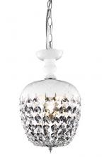  V7801D8WH/RC - Rococo 1 Light White Pendant Frowhite Royal Cut Crystal
