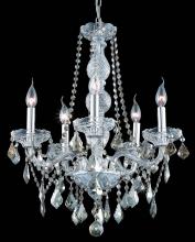 Elegant V7855D21C-GT/RC - Verona 5 light Chrome Chandelier Golden Teak (Smoky) Royal Cut Crystal