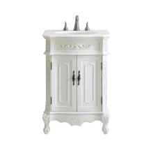Elegant VF-1006-VW - 24 inch Single Bathroom vanity in Antique White with ivory white engineered marble