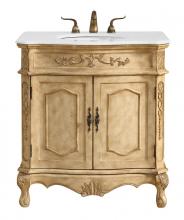  VF10132AB-VW - 32 Inch Single Bathroom Vanity in Antique Beige with Ivory White Engineered Marble