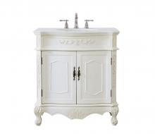  VF10132AW-VW - 32 Inch Single Bathroom Vanity in Antique White with Ivory White Engineered Marble