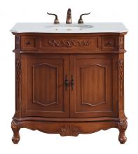 VF10536BR-VW - 36 Inch Single Bathroom Vanity in Brown with Ivory White Engineered Marble