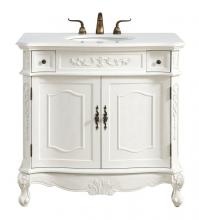  VF10636AW-VW - 36 Inch Single Bathroom Vanity in Antique White with Ivory White Engineered Marble