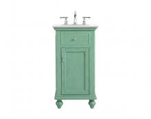  VF12319VM-VW - 19 Inch Single Bathroom Vanity in Vintage Mint with Ivory White Engineered Marble