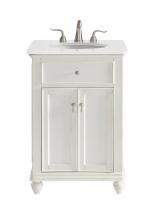  VF12324AW-VW - 24 Inch Single Bathroom Vanity in Antique White with Ivory White Engineered Marble