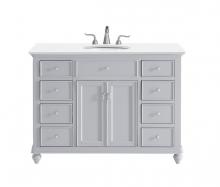  VF12348GR-VW - 48 Inch Single Bathroom Vanity in Light Grey with Ivory White Engineered Marble