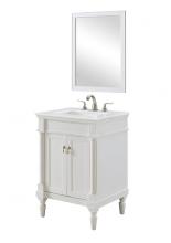 VF13024AW-VW - 24 Inch Single Bathroom Vanity in Antique White with Ivory White Engineered Marble