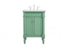  VF13024VM-VW - 24 Inch Single Bathroom Vanity in Vintage Mint with Ivory White Engineered Marble