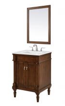  VF13024WT-VW - 24 Inch Single Bathroom Vanity in Walnut with Ivory White Engineered Marble