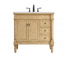  VF13036AB-VW - 36 Inch Single Bathroom Vanity in Antique Beige with Ivory White Engineered Marble