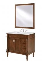  VF13036WT-VW - 36 Inch Single Bathroom Vanity in Walnut with Ivory White Engineered Marble