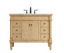  VF13042AB-VW - 42 Inch Single Bathroom Vanity in Antique Beige with Ivory White Engineered Marble