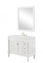  VF13042AW-VW - 42 Inch Single Bathroom Vanity in Antique White with Ivory White Engineered Marble