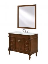 VF13042WT-VW - 42 Inch Single Bathroom Vanity in Walnut with Ivory White Engineered Marble