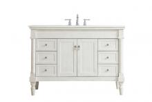 VF13048AW-VW - 48 Inch Single Bathroom Vanity in Antique White with Ivory White Engineered Marble